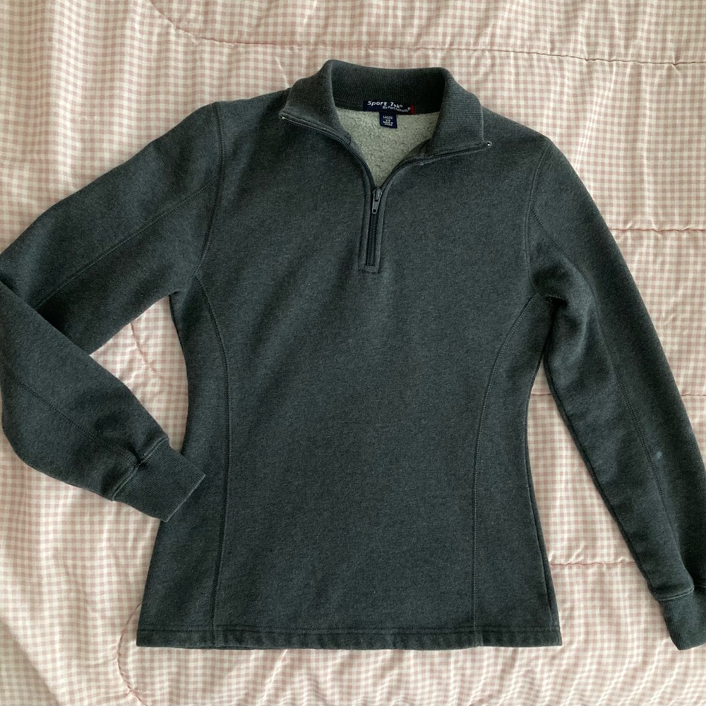 Women’s Sport Tek Charcoal Gray LS Fleece Top - XS